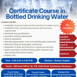 Certificate Course in Bottled Drinking Water