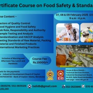 Certificate Course on Food Safety and Standards
