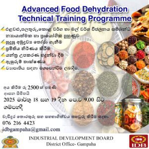 Advanced Foods Dehydration Technical Training Programme.