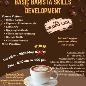 Certificate Course in Basic Barista Skills Development